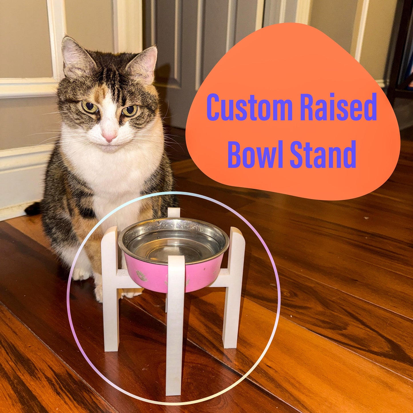 Custom Raised Bowl Stand | 3D Printed PETG | Size 3–7” | Cat & Small Dog Feeder
